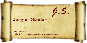 Jerger Sándor névjegykártya