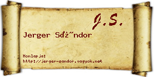 Jerger Sándor névjegykártya